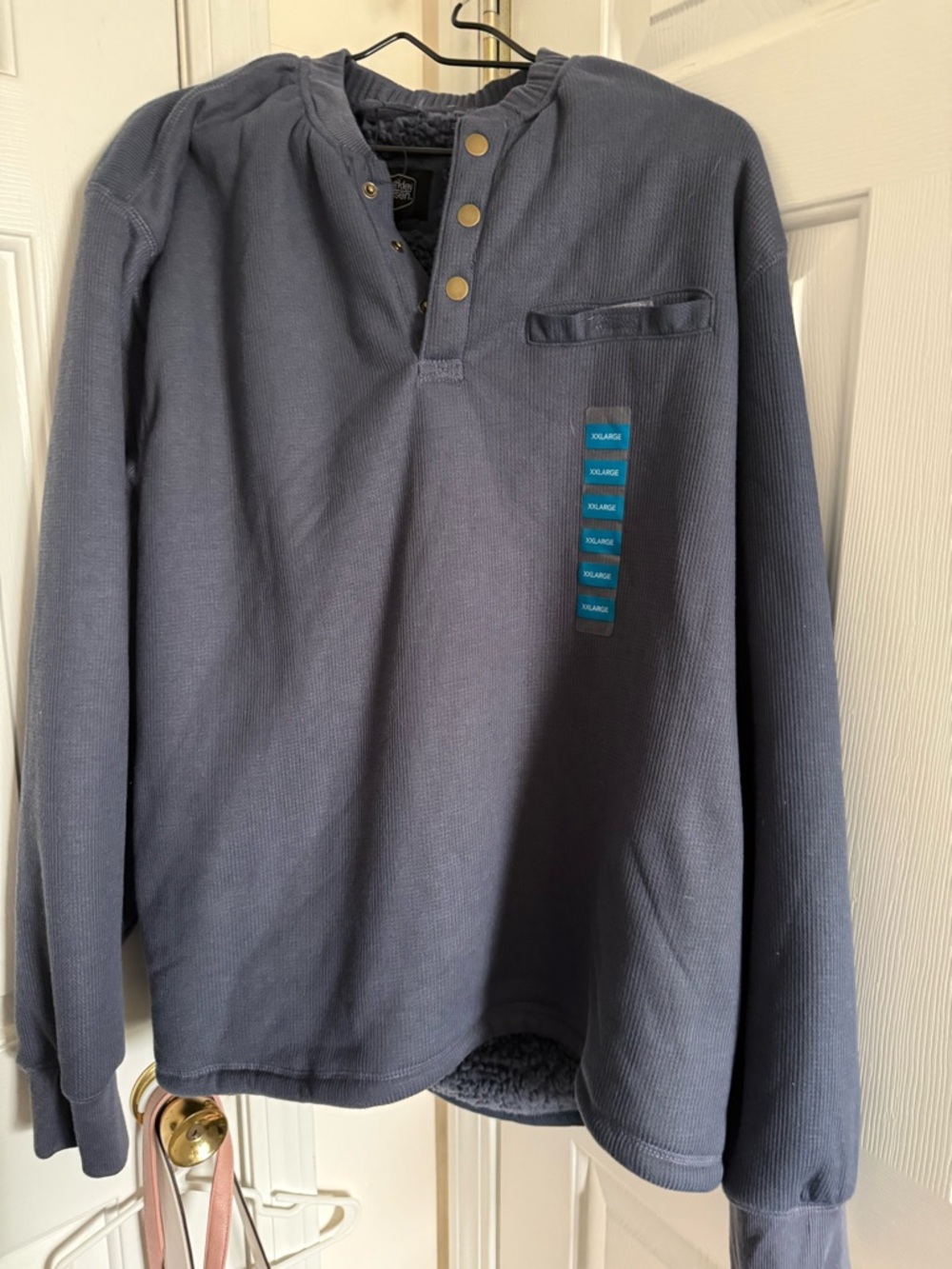 Berkeley & Jensen Men's Sherpa lined Navy Blue Long-Sleeve Henley Shirt sz 2X